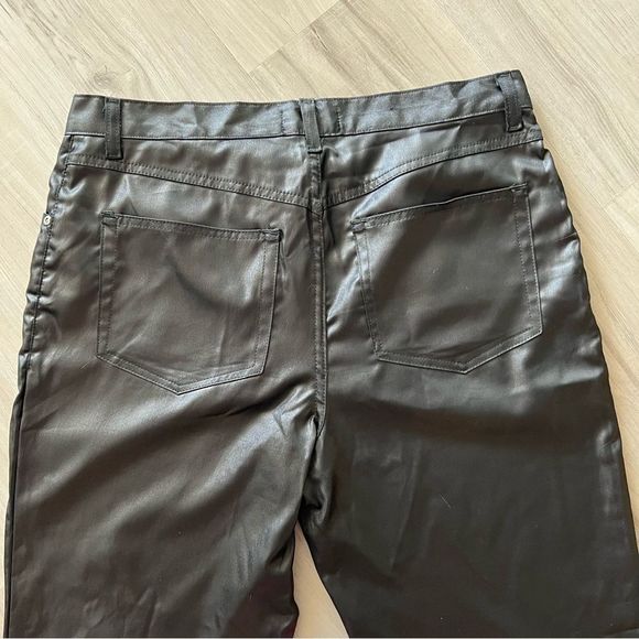 Girlfriends LA black silky patent like flare leg pants sz 15. Y2K mallgoth VNT - Picture 8 of 14